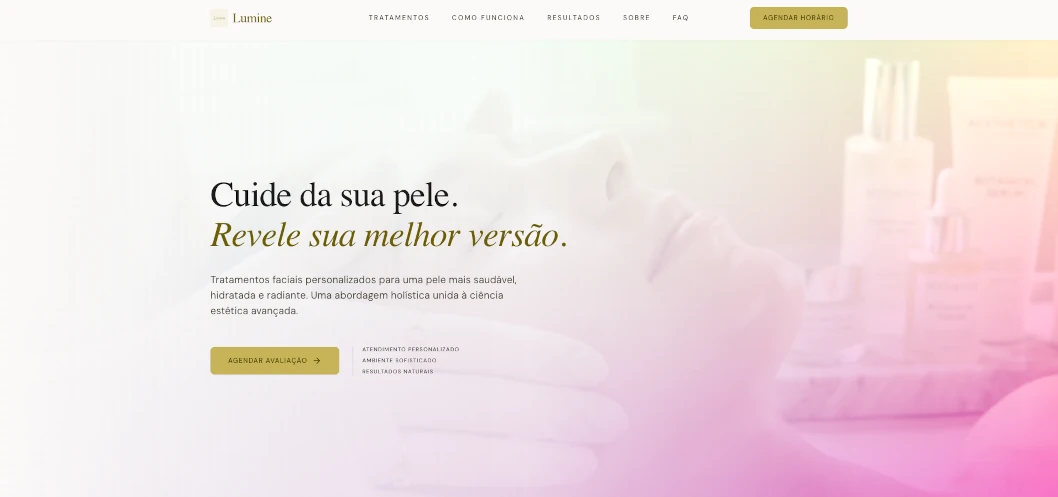 Landing page da Élan Skin, clínica de estética